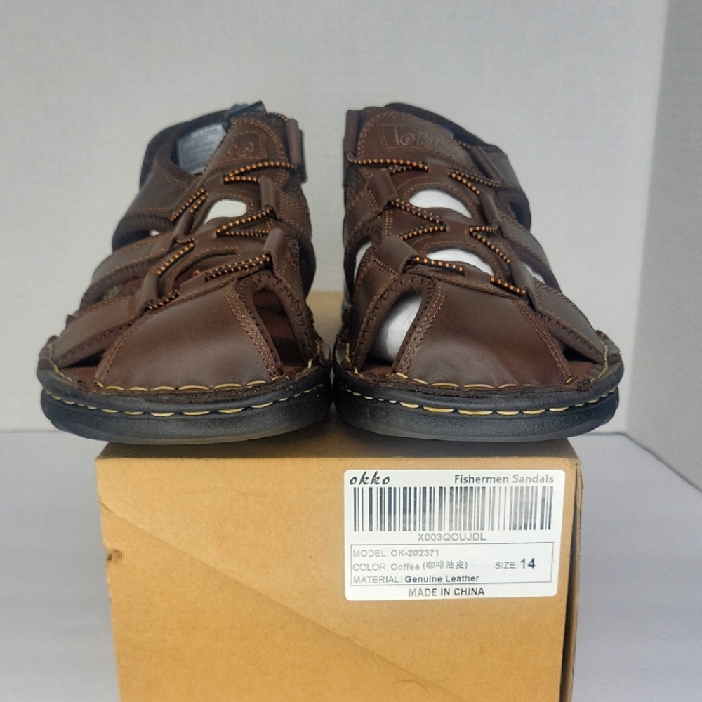 Okko Men's Brown Leather Sandals